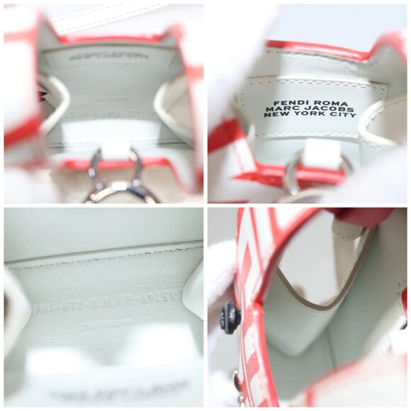 FENDI Bunny Mark Jacobs Collaboration Bag Leather White Red Silver Auth BD1711AM - Picture 15 of 16